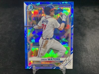 DREW WATERS 2021 BOWMAN CHROME SAPPHIRE #BCP-81 BASE PROSPECT CARD / BRAVES - Image 1 of 2