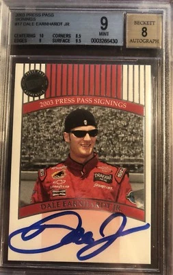 2003 Press Pass Signings #17 Dale Earnhardt Jr. AUTO BGS 9.0 POP 2 - Image 1 of 2