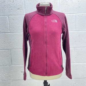 THE NORTH FACE BURGUNDY FLEECE JACKET ZIP LOGO EMBROIDERY WARM Y2K UK S - Picture 1 of 6