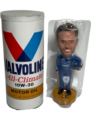 VALVOLINE LOWE'S NASCAR RACING JIMMIE JOHNSON BOBBLEHEAD in OIL CAN CASE HTF Cover