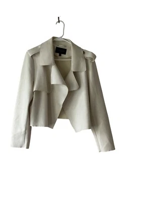 Jaqueta de camurça vegana Banana Republic frente aberta cropped bege tamanho G - Imagem 1 de 4