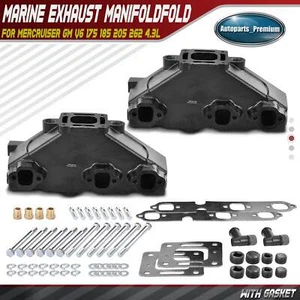 2x Marine Exhaust Manifold with Gasket for MerCruiser GM V6 175 185 205 262 4.3L - Picture 1 of 8