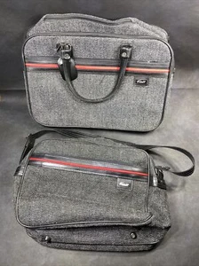Vintage VERDI Salt & Pepper Red Gray Carry on Luggage Travel Bag Satchel 16” 19” - Picture 1 of 12