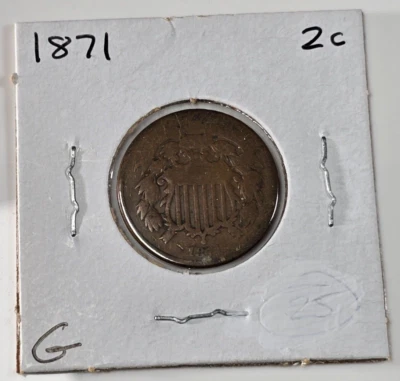 Raw 1871 Two Cent 2C Uncertified Ungraded - Image 1 of 2