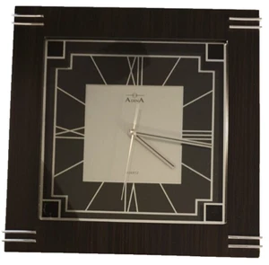 ADINA Square Wooden 30 cm Battery Operated Analogue Wall Clock Model 08A-11074RC - Picture 1 of 7