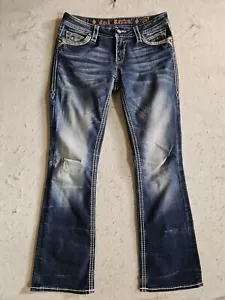 Jeans Rock Revival Eleanor Easy Boot taglio denim lavaggio scuro donna taglia 28 cuciture interne 32" - Foto 1 di 14