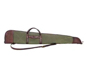 Canvas Leather Shotgun Slip Hunting Gun Slip Bag Shooting Padded Carry Case - Picture 1 of 4