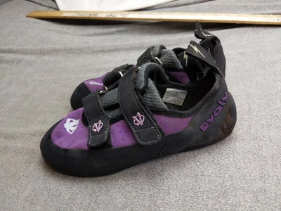 Evolv Climbing Shoes Womens 7.5 Purple Black 3-Strap Bouldering TRAX - Image 1 of 4