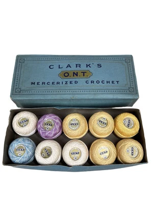 Clark's O.N.T. Mercerized Crochet Thread No. 30 - Ten Balls w/ Box - Multicolor - Image 1 of 3