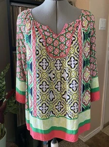 Crown & Ivy Petite Large PL Blouse Top Shirt Colorful Comfortable Cute Pretty - Picture 1 of 20