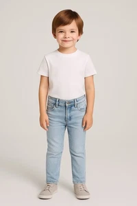 Boys Kids Slim Fit Jeans Light Wash by Zaraleter - Picture 1 of 4