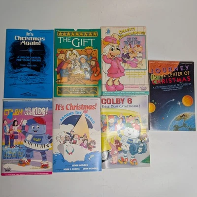 x7 LOT Christmas Kids Church Musical Sheet Music Books Set Churchmouse Colby - Image 1 of 4