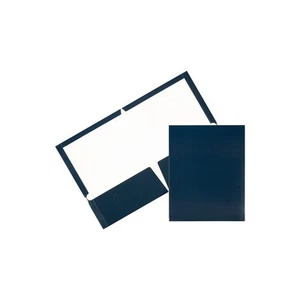 JAM Paper Laminated Glossy 2 Pocket Presentation Folders Navy Blue 100/Box - Picture 1 of 7