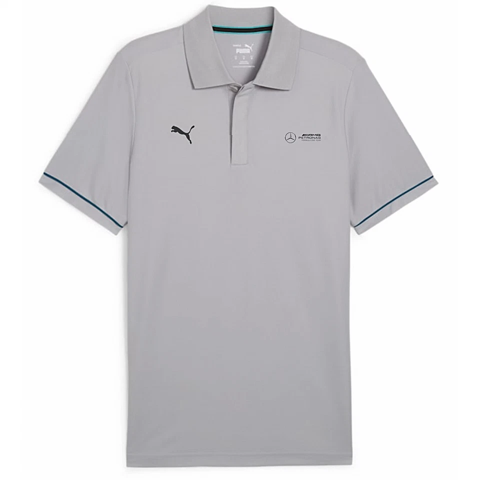 POLO MERCEDES ORIGINALE PUMA LOGO mercedes Donna Uomo grigio melange ufficiale - Immagine 1 di 1