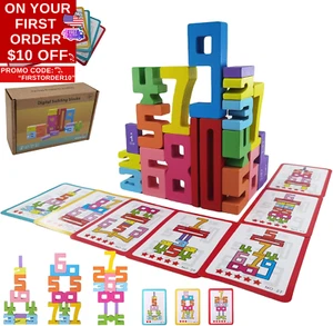 【20Pcs+15Cards】Wooden Number Building Blocks for Kids Ages 3+/Digital Game/Monte - Picture 1 of 12
