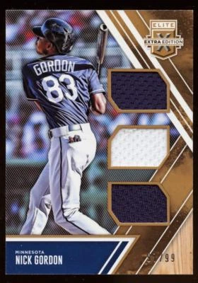 2017 ELITE EXTRA EDITION NICK GORDON TRIPLE RELIC RC ROOKIE #97/99 TWINS - Image 1 of 2