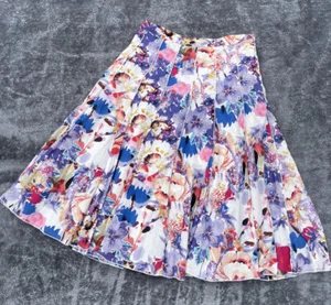Pleated Floral Skirt Art Wear Pin Tuck Water Color Maxi PXS XSP XS Petite 4451 - Picture 1 of 7