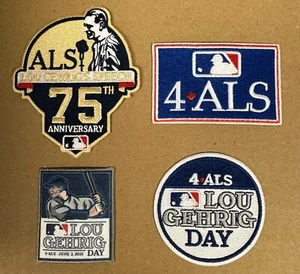 MLB Béisbol LG4 Día 4ALS Lou Gehrig Día Parches Juego Completo de Cuatro Diferentes - Imagen 1 de 1