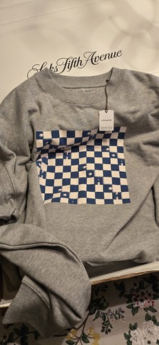 Felpa Coach Uomo Grigio Taglia Large Nuova Edizione Limitata Autentica