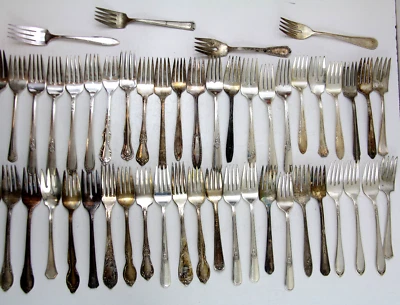 50 x салат вилки столовые приборы посеребренные лот винтажный ремесло повторное использование перепрофилирование - Изображение 1 из 4