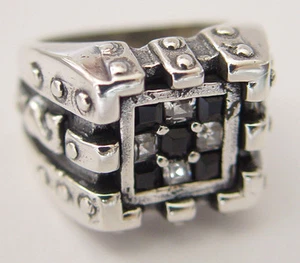 Chess Silver Ring With CZ Stones - Picture 1 of 1