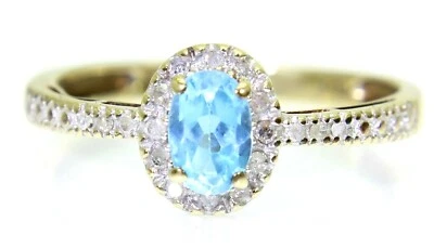 Lovely Topaz & 0.10ct Diamond Cluster 9ct Yellow Gold ring size N ~ US 6 3/4 - Image 1 of 4