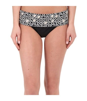 Parte inferior de bikini lisa estampada geográficamente Athena Gold Coast negra traje de baño talla 8 Foto 1 de 3