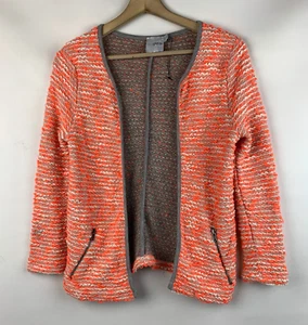 ASOS Jacket Textured Orange/Gray/Ivory Multi Collarless Open Front Pockets 4Pet - Picture 1 of 8
