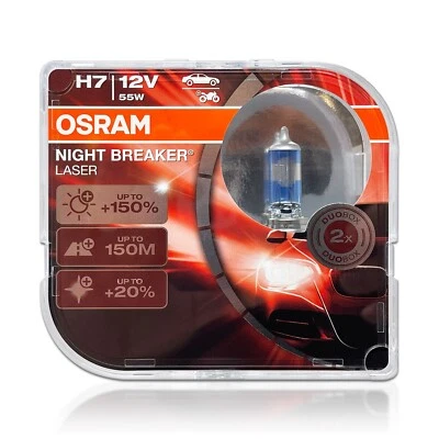 Osram Night Breaker Laser H7 Halogen Headlight Fog Bulbs 64210NL 12V Pack of 2 - Image 1 of 4