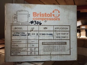 BRISTOL COMPRESSORL10H671CEAJ 115V R12 1/5 HP COMPRESSOR - Picture 1 of 6