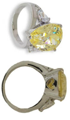 Anillo de plata canario amarillo circonita cúbica oro blanco pera corazón recortado baggett fino 10 Nuevo Foto 1 de 4