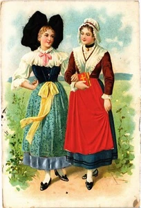 PC FOLKLORE MIT SEIDENSTICKEREI GEPRÄGT ELSASS FRANKREICH (a44848) - Bild 1 von 2