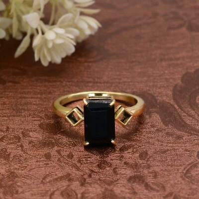 Anillo de piedras preciosas de ónix negro, anillo hecho a mano, anillo para mujer, regalo para ella Foto 1 de 4