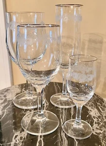 4 Pc Setting VTG Sweetheart Rose Johann Haviland Crystal Stems Platinum 12 Avail - Picture 1 of 4