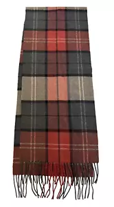 Jos. A. Bank 100% Cashmere Plaid Winter Scarf 61"x12" Gray Orange Excellent - Picture 1 of 4