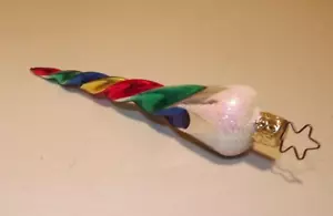 1950-60S Christmas Ornament Blown Glass SPIRAL MULTI COLOR -X134 - Picture 1 of 3