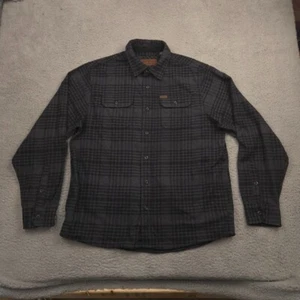 Orvis Shacket Mens XL Black Gray Plaid Flannel Shirt Jacket Side Pockets Heavy - Picture 1 of 10