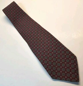Corbata de seda vintage Italia Karl Lagerfeld granate arena negra geométrica 58" - Imagen 1 de 7