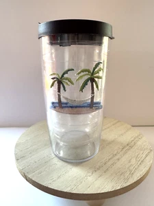 Tervis Tumbler Cup With Lid Beach Palm Trees Hammock 16 oz - Picture 1 of 5