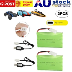 2PCS 9.6V 2400mAh Ni-MH Rechargeable Battery KET 2P Connector for RC Car Truck - Picture 1 of 13