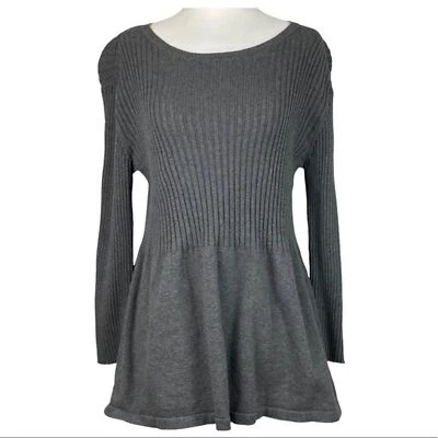 Blusa suéter Van Heusen feminina grande cinza gola redonda leve 100% algodão - Imagem 1 de 4