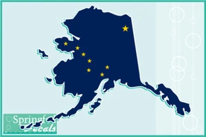 ALASKA State Shaped Flag Vinyl Decal Car Truck Sticker - Picture 1 of 1