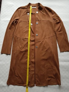 ESPRIT Damen Mantel lang Jacke Gr. M braun Veloursleder Optik - Bild 1 von 5