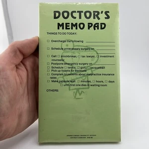 Vtg 1980s Doctors Memo Note Pad Novelty Funny Joke - Picture 1 of 4