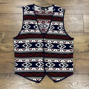 Vtg Structure Sweater Vest Men XL Weskit Hem Button Aztec Southwest Academia 90s - Picture 1 of 11