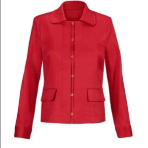Cabi Jacket Blazer Linen Blend Size Medium Red Valentine Shoulder Pads 5472 - Picture 1 of 12