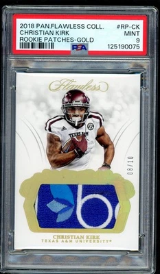 2018 Panini Flawless Christian Kirk Rookie Patches Gold! PSA 9! #RP-CK! /10! A&M - Image 1 of 2