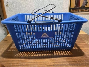 Vintage Albertsons Shopping Basket Hand Blue Has Wear - Picture 1 of 15