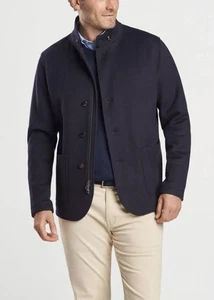 PETER MILLAR Crown Flex Fleece Full Zip Blazer Jacket NAVy 100% Wool Sz XL $695 - Picture 1 of 16