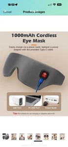 Silk Cordless Heated Eye Mask, Washable Sleep Mask Warm Compress Mask Soft Press - Picture 1 of 6
